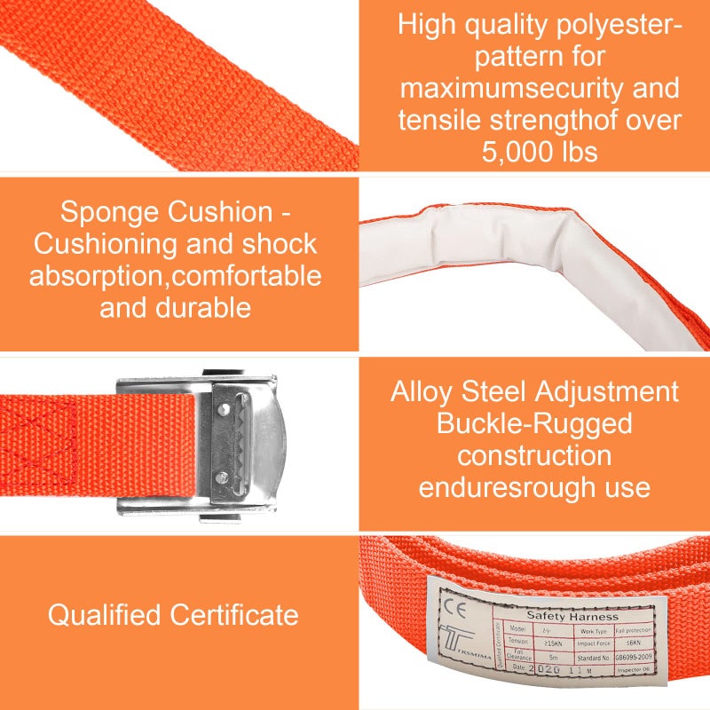 TT TRSMIMA Safety Belt with Adjustable Lanyard - Tree Climbing Belt Harness with Fall Protection  Ladder Safety Harness and Sports Gloves - Image 3